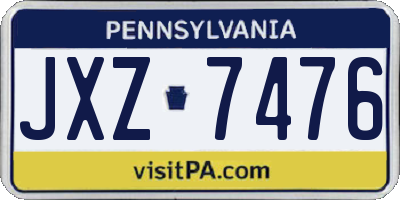 PA license plate JXZ7476