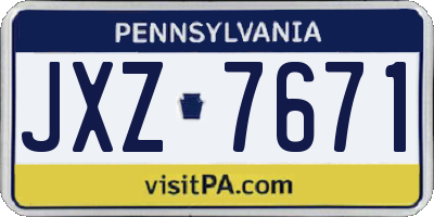 PA license plate JXZ7671