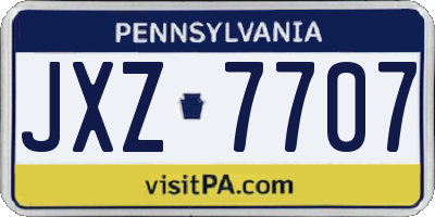 PA license plate JXZ7707