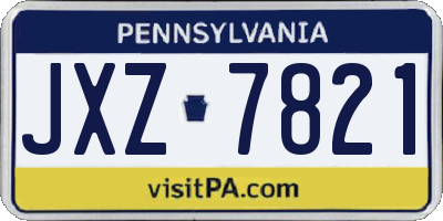 PA license plate JXZ7821