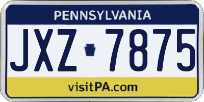 PA license plate JXZ7875