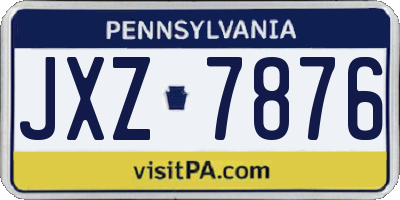 PA license plate JXZ7876