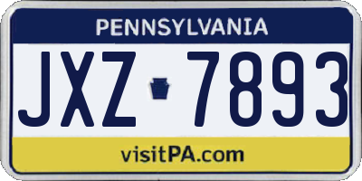 PA license plate JXZ7893