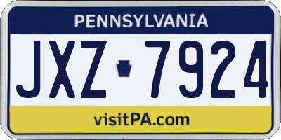 PA license plate JXZ7924