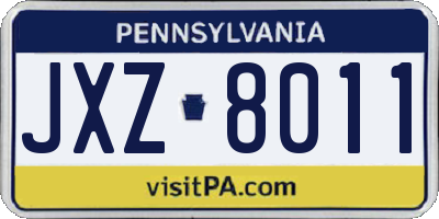 PA license plate JXZ8011