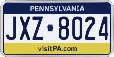 PA license plate JXZ8024