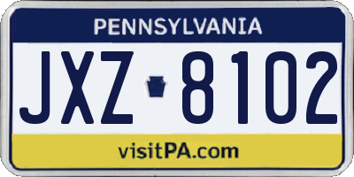 PA license plate JXZ8102