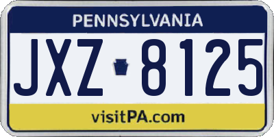 PA license plate JXZ8125