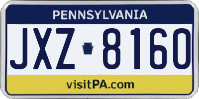PA license plate JXZ8160
