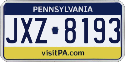 PA license plate JXZ8193