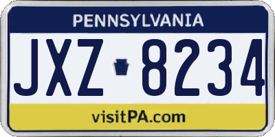 PA license plate JXZ8234
