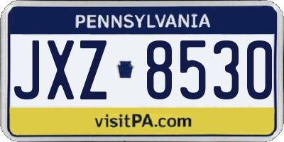 PA license plate JXZ8530