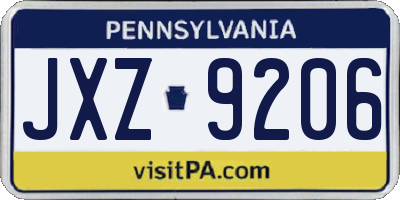 PA license plate JXZ9206
