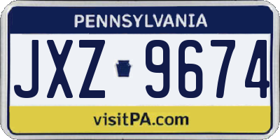 PA license plate JXZ9674