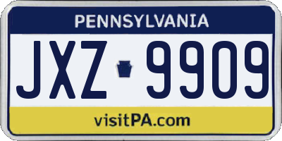 PA license plate JXZ9909
