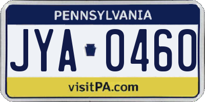 PA license plate JYA0460