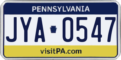 PA license plate JYA0547