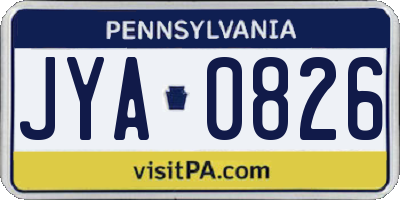 PA license plate JYA0826