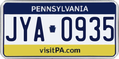 PA license plate JYA0935