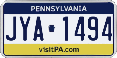 PA license plate JYA1494