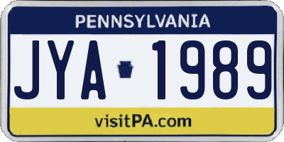 PA license plate JYA1989