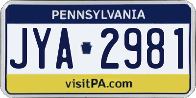 PA license plate JYA2981