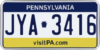 PA license plate JYA3416