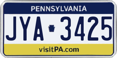 PA license plate JYA3425