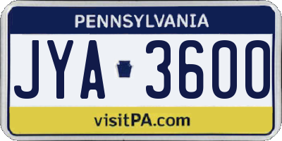 PA license plate JYA3600
