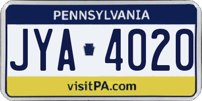 PA license plate JYA4020