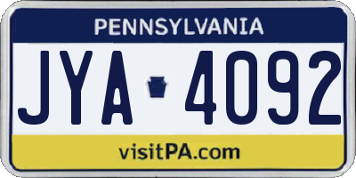 PA license plate JYA4092