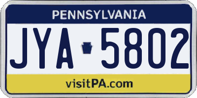 PA license plate JYA5802