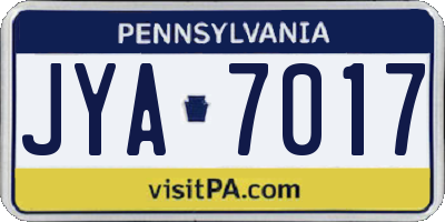 PA license plate JYA7017