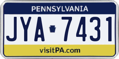 PA license plate JYA7431