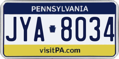 PA license plate JYA8034