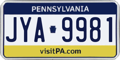 PA license plate JYA9981