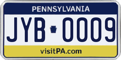 PA license plate JYB0009