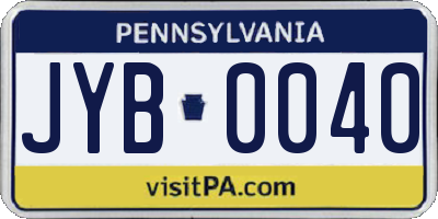 PA license plate JYB0040