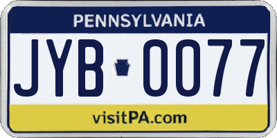 PA license plate JYB0077