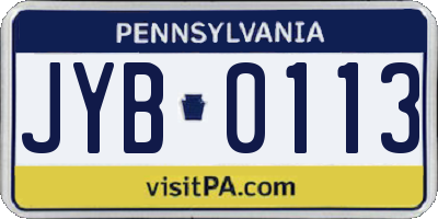 PA license plate JYB0113