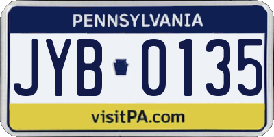 PA license plate JYB0135