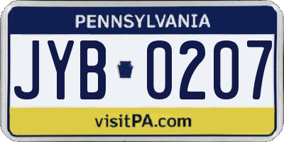 PA license plate JYB0207