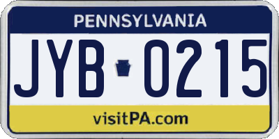 PA license plate JYB0215