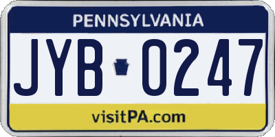 PA license plate JYB0247