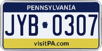 PA license plate JYB0307