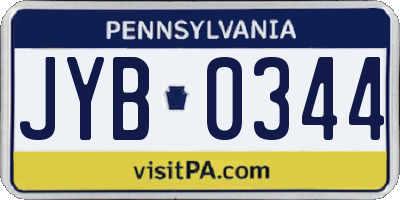 PA license plate JYB0344