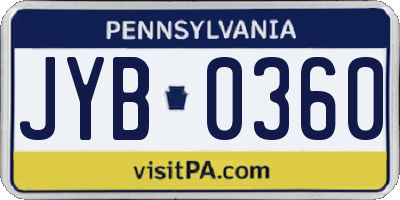 PA license plate JYB0360
