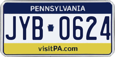 PA license plate JYB0624