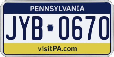 PA license plate JYB0670