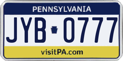 PA license plate JYB0777